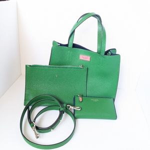 Kate Spade New York SAM MEDIUM SATCHEL and Mini Wallet Green and Pink